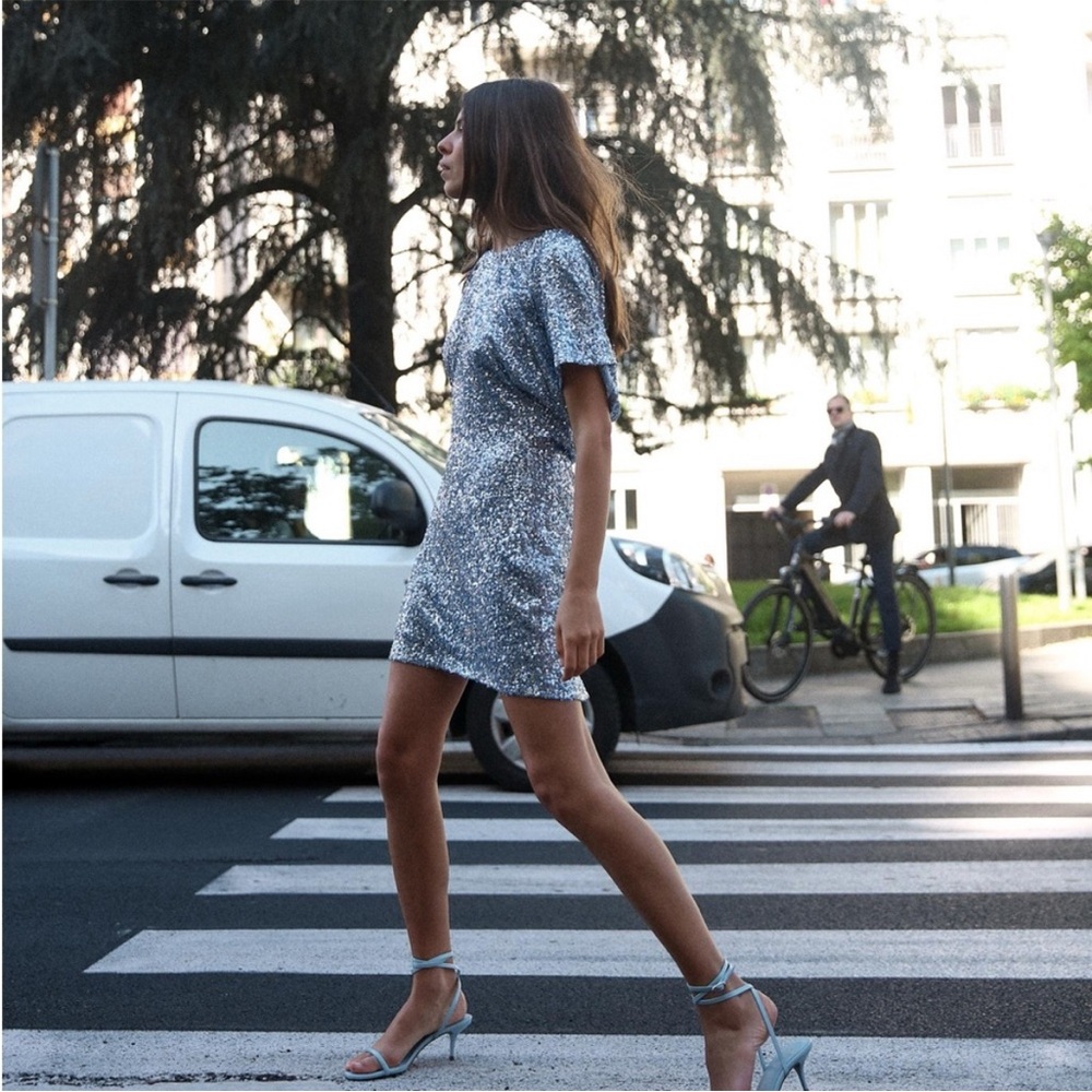 Zara Blue Sequin Mini Dress